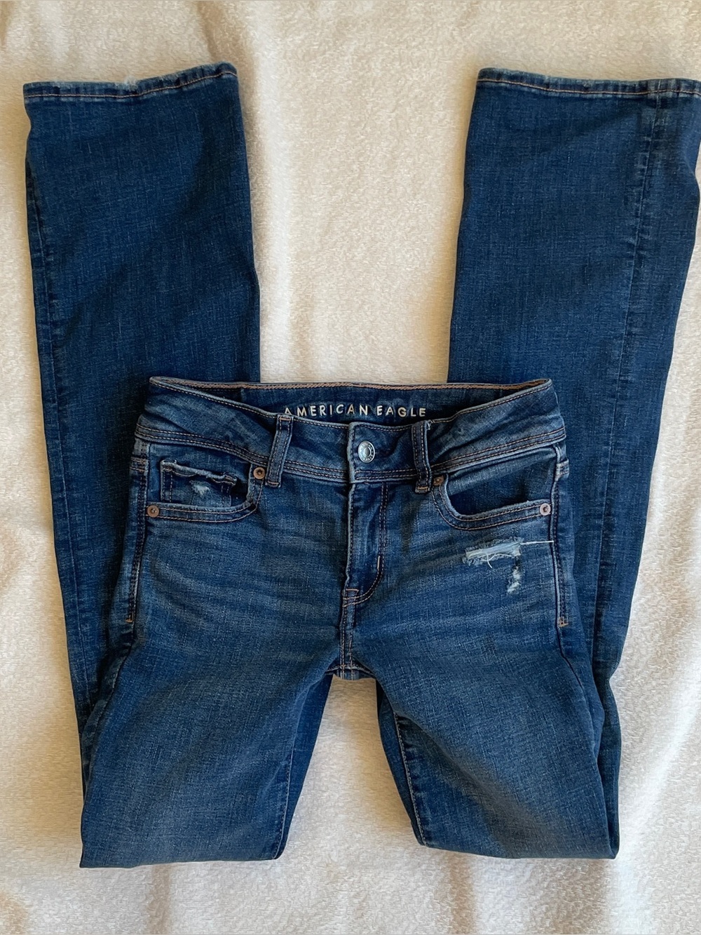 American Eagle Jeans Womens 00 Low Rise Bootcut Kick Boot Medium Wash Indie Boho